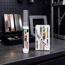 Unisex Waterproof Quick-Drying Paint Marker With 8mm Thick Tip, Industrial Style For Car, Home And DIY - Silver - View 4