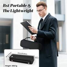 ORICO A41 Impresora portátil mini sin tinta, impresora de documentos A4, ligera y compacta con conectividad inalámbrica y USB, compatible con papel térmico A4 y papel térmico carta de EE. UU., admite impresión de documentos PDF Excel Word, adecuada para tareas escolares, oficina, viajes, con opciones de máquina, papel y bolsa de almacenamiento - Multicolor - Ver 3