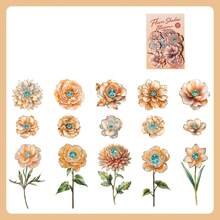 15pcs/Pack Vintage 3D Textured Long Stem Flower Hard Card Thicker Sticker Pack, Floral Shadow Series For Diary, Planner Decoration, Shaped Craft Material Stickers,School Supplies,Back To School - Multicolor - View 20