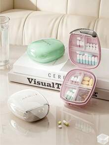 Portable Mini Pill Box, Travel Accessory Storage Box, Used For Storing Earrings, Rings And Necklaces, Easy To Carry, 7-Day Pill Organizer Box, Suitable For Travel, Office, School And Home Use, Pill Box With Independent Compartments - View 1