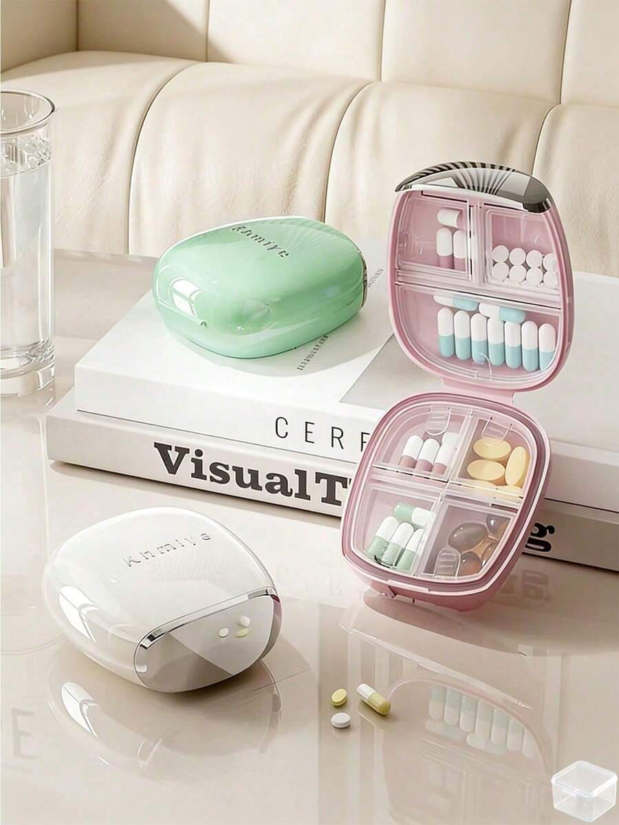 Portable Mini Pill Box, Travel Accessory Storage Box, Used For Storing Earrings, Rings And Necklaces, Easy To Carry, 7-Day Pill Organizer Box, Suitable For Travel, Office, School And Home Use, Pill Box With Independent Compartments - View 1