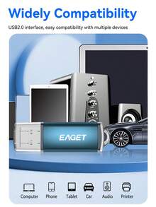 EAGET 64GB USB Flash Drive 32GB/16GB/8GB/4GB USB U Disk USB 2.0 Storage Stick For Photos And Videos, USB U Disk With LED Light Compatible With Android Micro/PC Business Gift - View 4