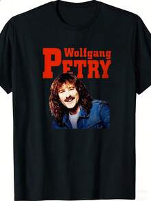 Unisex Wolfgang Petry Graphic T-shirts, Music Lovers. Featuring of German Singer-songwriter Wolfgang Petry, These T-shirts Are Suitable All Seasons, Make A, and Are Also Collectible. - Negro - Ver 1