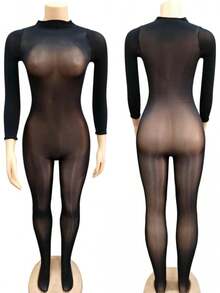 KIZOIEJE Women's Oil Shiny Bodystocking 5D Sheer Full Body Stocking Lingerie Outfits Clubwear - 1 - View 6