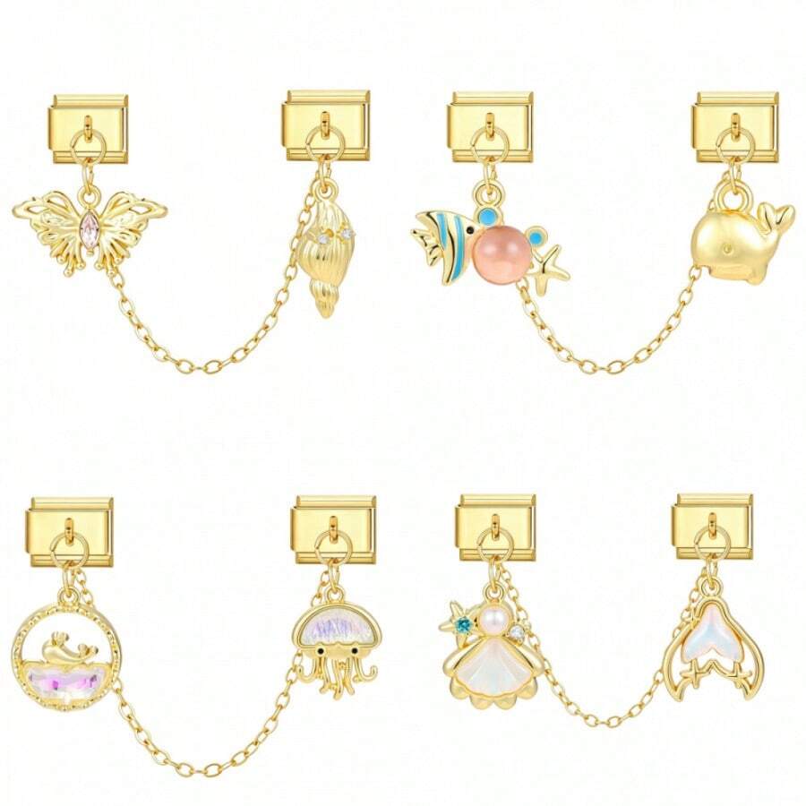 Italian Exquisite Elegant Gold Double Chain Fashion Bracelet Modular Accessory - Two Modules Per Group - View 1