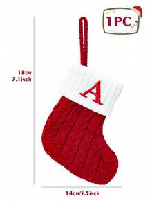 1Pc Red Knitted Christmas Hanging Stocking, Initial Letter A-Z Knitted Xmas Stocking, Ornament Stocking, Christmas Tree Decoration, Christmas Gift, Merry Christmas Party Decor, Christmas Decoration, Xmas Decor, Decor, Decor, Christmas Home Decor - Multicolor - View 22