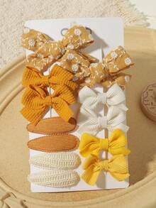 12pcs Multicolor Ditsy Floral Bow Hair Clips, Suitable For All Seasons And Birthday Outfits - Mixed color - View 12