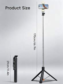 170cm Extendable Selfie Stick Tripod With Fill Light, One-Click 360° Rotating Phone Holder With Detachable Bluetooth Remote, Portable Live Streaming Blogger Travel Tripod - Type a - View 9