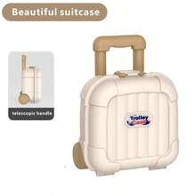 Small Toy Suitcase With Wheels For Kids, Multipurpose Plastic Organizer Box With Retractable Handle, Storage Trunk For Toys, Cosmetics And Travel Items - Pink - View 11