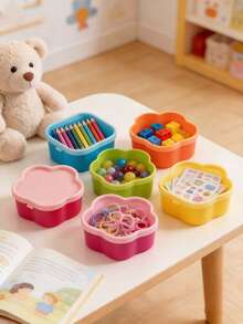 Multi-Color Mini Food Storage Containers, Rainbow Candy And Nut Storage Boxes, Petal-Shaped Lidded Storage Boxes/Fruit Plates, Stackable And Reusable Kitchen Spice And Jam Dishes, Back To School Gifts And Student Essentials - Multicolor - View 4