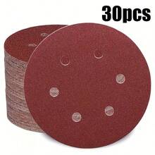 30pcs 150MM 6 Inch 6 Hole Hook And Loop Sanding Discs Random Orbit Sander Sandpaper 60/80/100/120/150/180/240/320/400/600 Grit - 紅色 - 查看 9