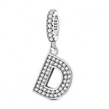 1 pièce Pendentif initial A-Z en argent sterling S925 de style minimaliste romantique, hypoallergénique, convient pour bracelet original, fabrication de bijoux DIY pour femmes, cadeau d'anniversaire - Blanc - Voir 15