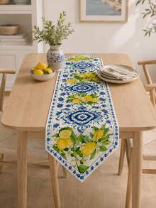 1 Buah Taplak Meja Poliester Motif Bunga Lemon Ubin Mediterania Biru Vintage, Sempurna untuk Dekorasi Tengah Meja Makan Selama Liburan Musim Semi dan Musim Panas, Pesta Ulang Tahun, Hari Thanksgiving, Pernikahan Musim Gugur dan Musim Dingin, dan Pertemuan Liburan. - MultiWarna - View 4