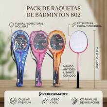 Badminton-Schläger Set mit Transparenter Hülle, Leichte 62.5cm, Ideal für Kinder und Anfänger, Set für Indoor- und Outdoor-Sport, Inklusive Schläger und Tragetasche - Pink - Übersicht 3