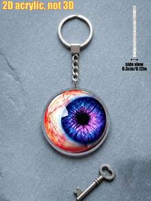 1pc Creative Funny Eyeball Flat Acrylic Keychain, Unisex Eye-Catching Bag Charm Decoration, Portable Personalized Art Key Organizer, Suitable For Daily Home Decor, Prank Gadget - Multicolor - View 9