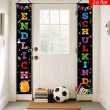 2pcs Colorful Letter Vertical Couplets For School Opening Season. Made Of Polyester Material. Suitable For School Reunion Parties, School Opening Themes, Classroom Doorhead Scenes For Indoor/Outdoor Decoration, Gardens, And General Themes. - A - View 2