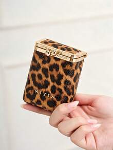 MIYIN Estuche de labial vintage con patrón de leopardo y cierre de beso con espejo interior, bolsa de cosméticos compacta portátil mini, estuche de almacenamiento de maquillaje pequeño para regalo diario de damas - Multicolor - Ver 3