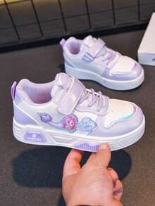 Girls' Cute Casual Lace-Up & Hook And Loop Colorblock White Sneakers - Purple - View 7