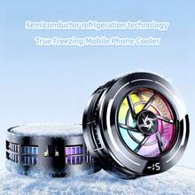 1pc Black Semiconductor Cooling Ice Fan With Digital Display, Magnetic Absorption Phone Cooler Fan For Android/IOS Phones & Tablets, Gaming & Live Streaming, RGB Lighting, 5V 3A Cooling Tech With Clip - Multicolor - View 4