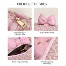 New Striped Bow Knot Makeup Bag, Large Capacity Premium Feel Women's Cosmetic Storage Bag,Back To School - View 7