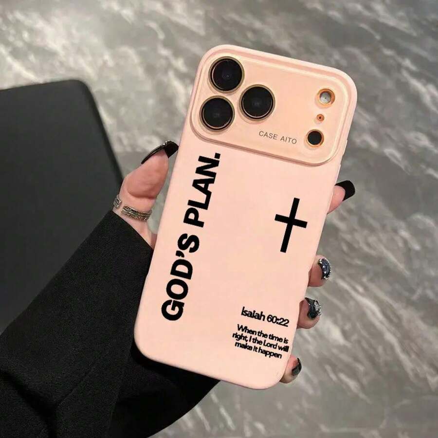 God's Plan Dopamine Ins-Style Solid Color Phone Case With Pleasant Touch And Full Lens Protection, Compatible With Apple 17 16 15 14 13 12 - DSC02M73405-rosa - View 1