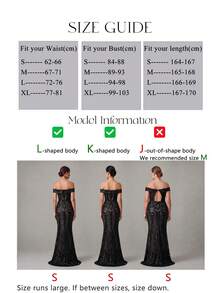 UNITHORSE [Random Cut] Women's Open Shoulder Backless Dress, Shiny Sequin Elegant Evening Gown, Bridal Dress, Birthday Dress, Graduation Dress, Formal Dress, Robe, Wedding Guest Dress Spring Black Party - 黑色 - 查看 3