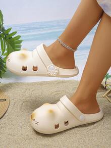 1 Pair Summer Teen Comfortable Outdoor Indoor Anti-Slip Beach Fashion Cute Clogs That Can Be Used As Slippers - Beige - View 6
