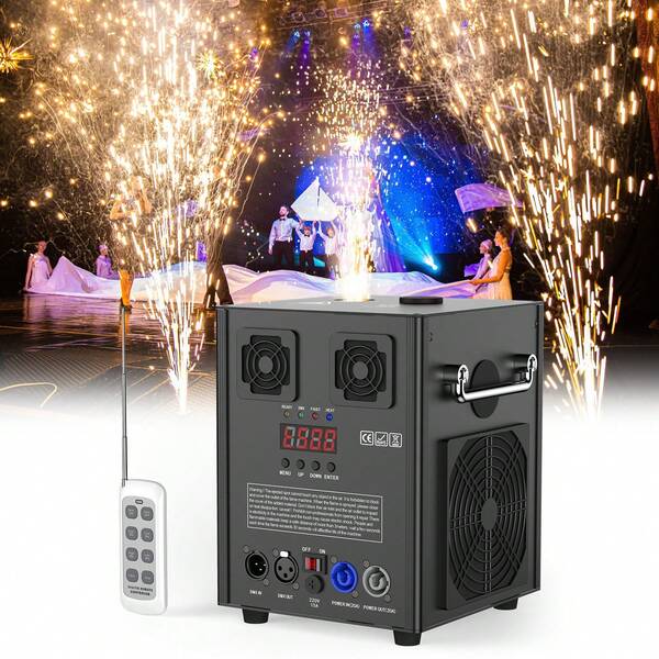 Máquina electrónica de llama fría de 700W, equipo pirotécnico para escenarios, máquina de efectos especiales con control remoto inalámbrico y control inteligente DMX. Ideal para carnavales, fiestas, bodas, shows musicales, clubes, bares, KTV, DJ y discotecas.