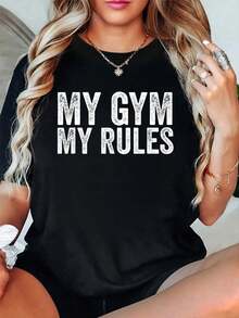Feel Comfortable Being Uncomfortable, Gym T-Shirt, Fitness, Bodybuilding, Round Neck, Short Sleeve, Graphic T-Shirt For Women And Men. - 黑色 2 - 查看 1