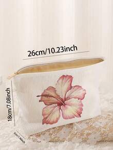 1pc Portable Cosmetic Storage Bag Floral Pattern Double-Sided Printed Travel Zipper Makeup Pouch Multifunctional Toiletry Organizer Bag - Multicolor - View 5