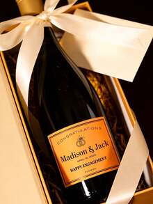 1/3/5pcs, Custom Wine Bottle Label Stickers, Personalized Text & Icon Design, Waterproof Self-Adhesive,For Engagement/Wedding/Birthday/Graduation/New Year Party Decor, Minimalist Elegant Style, Perfect For Champagne, Party Favors & Gift Decoration - Multicolor - View 6