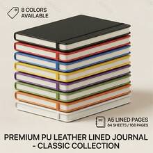 Premium PU Leather Notebook With Strap And Bookmark, Classic Lined Inner Pages Diary (80g Paper, 84 Sheets), Office/Study/Journaling, Multiple Colors Available School Supplies - A5 - View 8