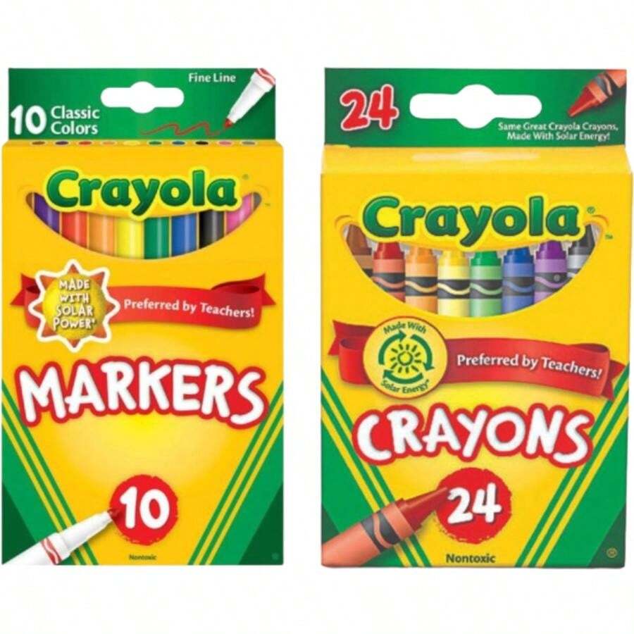 Crayola Marker Crayon Set – 10 Fine Line Markers And 24 Crayons - 預設標題 - 查看 1