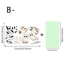 1Set Glow In The Dark Halloween Static Window Stickers, Multi-Style Ghost Pumpkin Skeleton Bat Spider Web HEY BOO Pattern Fluorescent Glass Clings, No Adhesive Reusable Decor For Store Cafe Glass Door Window Halloween Party Home Decor. - Multicolor - View 15