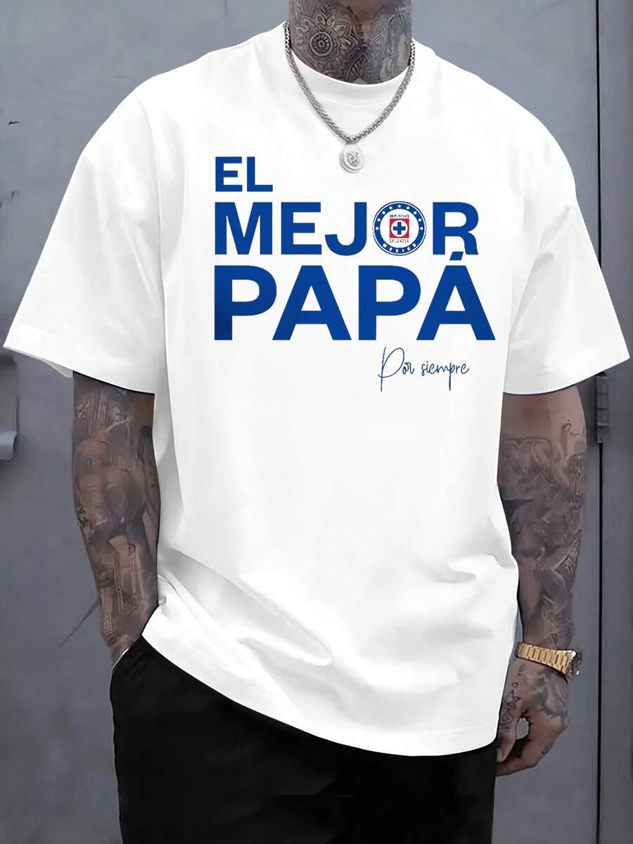 Camiseta del Día del Padre de la marca Cru Azul El Mejor Papá Por Siempre, para usar en todas las estaciones, 100%, 180G, peso pesado, tallas S - XXXL - Negro - Ver 1