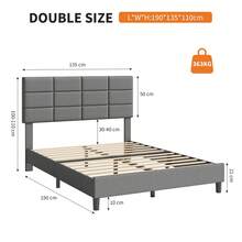 Techigher Upholstered Bed Frame With Adjustable Headboard, Platform Bed With Wooden Slat Support, Heavy Duty Mattress Base With Underbed Storage, Noise-Free No Box Spring Needed - Dark Gray - View 10