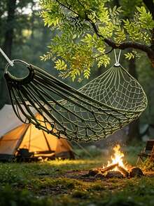 Hammock Camping Portabel dengan Cincin Logam, Hammock Luar Ruangan Ringan dan Bernapas untuk Taman, Teras, Halaman Belakang, Pantai, Perjalanan, dan Relaksasi - 230*80cm - View 12