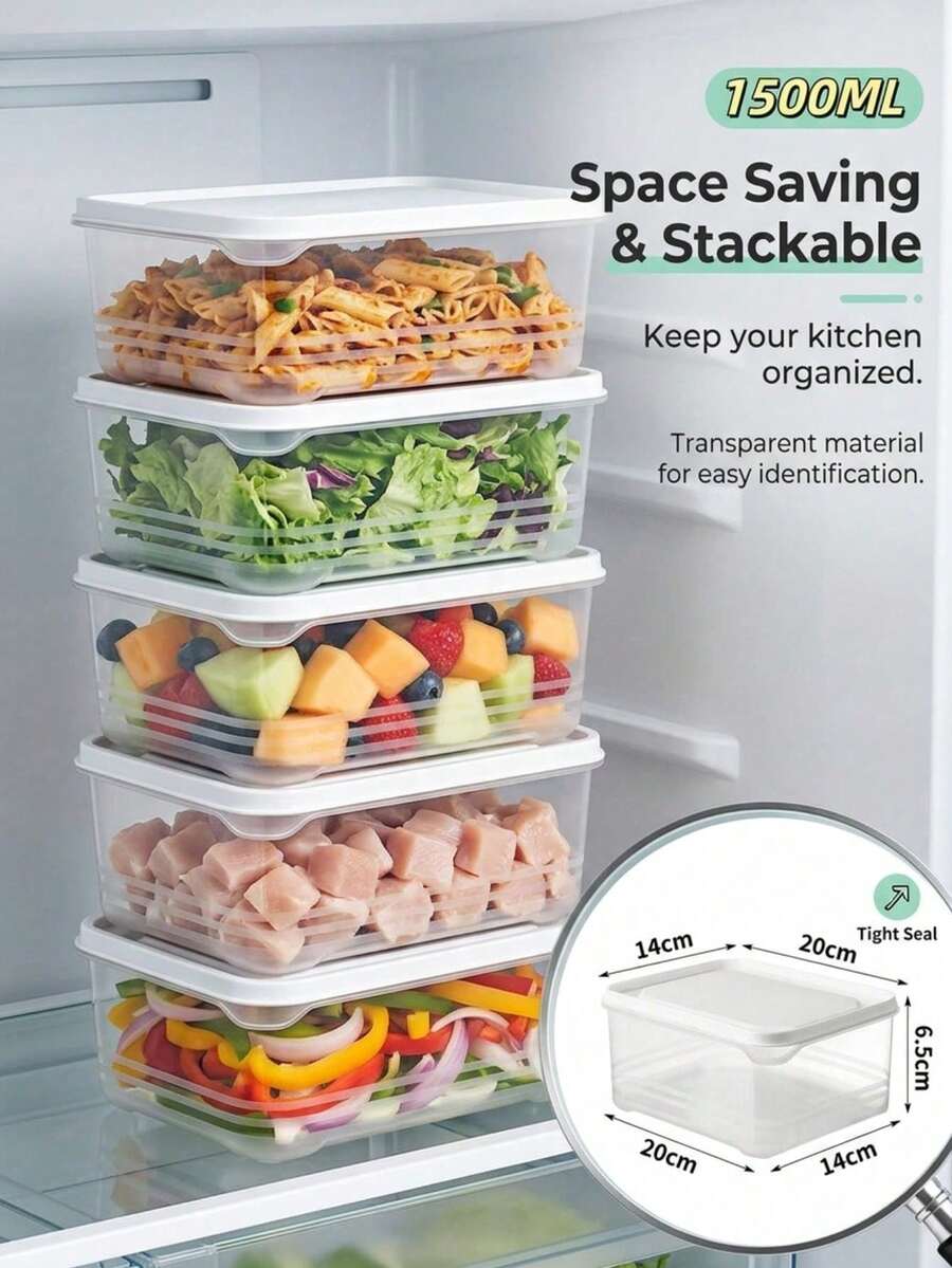 1/3pcs Stackable 1.5L Food Storage Containers, Suitable For Refrigerator And Freezer Organization - Plastic Food Containers With Hinged Lids, Airtight Reusable For Meat, Fruits, Vegetables, Also Microwave - Ideal For Holiday Food Display And Storage. - Multicolor - View 1