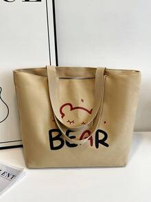 Minimalist Printed Canvas Tote Bag - Multicolor - View 6