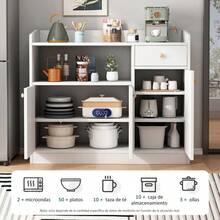 Moderno Multiusos Organizador Cocina 90cm Con Tres Puerta - Blanco - Ver 10