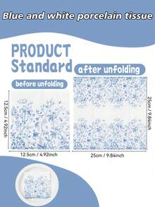 20/40/80/100 piezas/Set, Nuevas servilletas de papel de porcelana azul y blanca con patrón cuadrado, decoración para bodas, cumpleaños, fiestas de té, papel de tejido de doble capa, vajilla para restaurantes, hoteles y fiestas, perfectas para bodas, cumpleaños, fiestas de té, celebraciones, duraderas, de estilo único, para reuniones al aire libre, suaves pañuelos de papel para fiestas - patrón azul y blanco - Ver 2