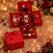 Red/Blue Explosion Gift Box Set, Surprise Gift Photo Box, Creative DIY Scrapbook Photo Album Accessories, Suitable For Birthday, Proposal, Valentine's Day, Mother's Day, Graduation Party, Christmas Party Decoration (Does Not Include Snacks, Gift Box Only) - C-Red - View 3