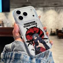 Funda de teléfono con diseño de salpicadura de pintura de Naruto Uchiha Itachi Akatsuki con cuervos y símbolo Sharingan, adecuada para iPhone 17/17 Pro/17 Pro Max/17 Air/16/15/14/13/12/11/X Series, funda iPhone 17 Pro Max, funda iPhone 17 Pro, funda iPhone 17, The Girlfriend, regalo ideal para fans del anime - transparente - Ver 4