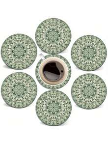 6pcs Cork Coaster Set, Suitable For Coffee Table, Apartment, Wooden Bar, Mug, Glass, Beer Cup, Home Decor, Tablecloth And Kitchen Decor - Multicolor - View 6
