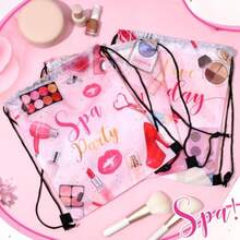 Equsion 12 Bolsas de Recuerdos para Fiestas de Spa Mochila con Cordón Bolsas de Regalo para Fiestas de Spa Artículos para Niñas Mujeres Decoraciones de Cumpleaños de Maquillaje 12 x 10 Pulgadas - como en la imagen - Ver 5