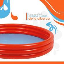 Inflatable Round Children's Swimming Pool 157 X 25 Cm With 3 Rings For Outdoor Use - Red - View 4