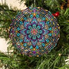 Patrón de mandala colorido 3D de 10" X 10" con gancho giratorio de 360°, decoración colgante interior/exterior creativa de doble cara (sin incluir el colgante), estilo aleatorio - A - Ver 6