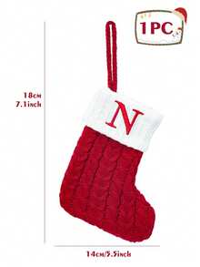 1Pc Red Knitted Christmas Hanging Stocking, Initial Letter A-Z Knitted Xmas Stocking, Ornament Stocking, Christmas Tree Decoration, Christmas Gift, Merry Christmas Party Decor, Christmas Decoration, Xmas Decor, Decor, Decor, Christmas Home Decor - Multicolor - View 26
