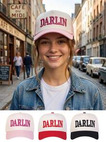 1pc Baseball Cap Embroidered With "DARLIN" Letters, Suitable For Spring And Autumn Outdoor Wear, Casual, Vacation And Travel - Multicolor - View 2