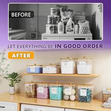 Clear Laundry Pod Storage Container With Wooden Lid & Labels - Airtight Detergent Powder Canister For Laundry Room Organization & Pantry Storage - Multicolor - View 5